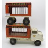 A Tri-ang "Circus on Tour" truck and trailer; and an assortment of smaller toy vehicles, to