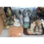 An Indian brass lamp, assorted figures etc Condition Report:Not available for this lot