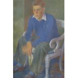 BRITISH SCHOOL Portrait of a young man seated, oil on canvas, 91 x 60cm Condition Report:Available