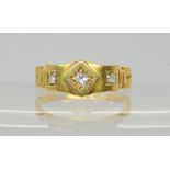 An 18ct gold Victorian three stone diamond ring, hallmarked Birmingham 1891, finger size O1/2,