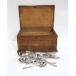A cased suite of silver plated cutlery, in a wooden box Condition Report:Available upon request