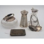 **PLEASE NOTE THE BRASS BOX HAS BEEN REMOVED FROM THIS LOT** A silver and glass whis