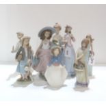 Seven Lladro figures on children and a Nao example Condition Report:Available upon request