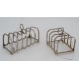 A silver four division toast rack by Elkington & Co, Birmingham 1947, another six division example