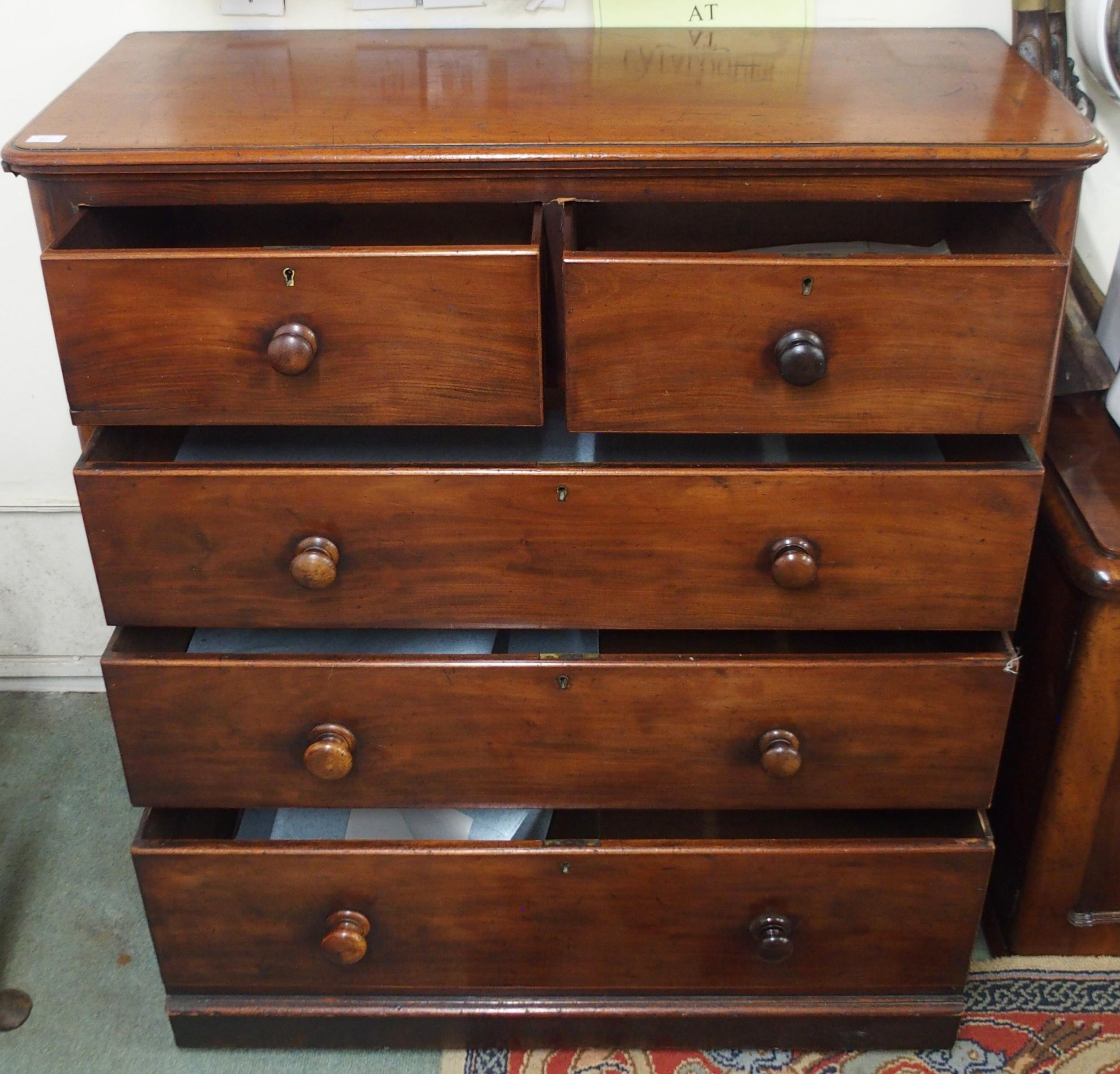 A Victorian mahogany two over three chest of drawers on bun feet, 120cm high x 120cm wide x 51cm - Image 3 of 3