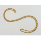 An 18ct gold rope chain, length 60cm, weight 17.5gms Condition Report:Available upon request
