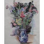 WILLIAM CROSBIE RSA RGI (1915-1999) STILL LIFE WITH GLADIOLI, CARNATIONS AND IRISES  Mixed media