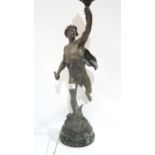 A spelter figural lamp titled Victory  Condition Report:Available upon request
