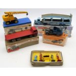 Five various boxed Dinky Toys, including no. 49 Petrol Pumps and Oil Bin, no. 571 Coles Mobile