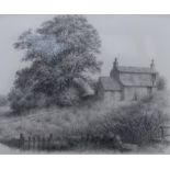 RAYMOND C BOOTH (1929-2015) COTTAGE  Graphite on paper, signed lower right, 36 x 44cm Condition