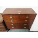 A Victorian mahogany two over three chest of drawers, 102cm high x 114cm wide x 54cm deep