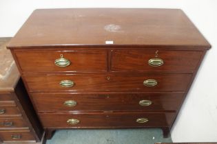 A Victorian mahogany two over three chest of drawers, 102cm high x 114cm wide x 54cm deep