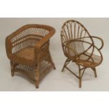 A 20th century bentwood armchair and a wicker conservatory armchair (2) Condition Report:Available