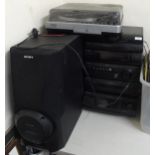 A Sony stereo system with a pair of S.A.W speakers and an Ion turntable (4) Condition Report: