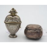 An early 19th century white metal heart shaped spice box / marriage box / hovedvandsaeg, with