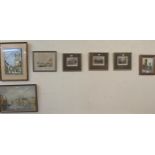 A lot of seven assorted framed prints to include three J. Scott scenes of Glasgow (7) Condition