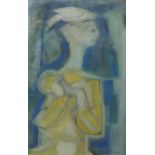 JAMES T FERGUSON (SCOTTISH)  WOMAN WITH BIRD  Pastel, signed lower right, dated (19)65, 57 x 35cm
