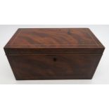 A boxwood strung mahogany tea caddy Condition Report:Available upon request