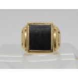 A 10k gold gents signet ring, size S1/2, weight 8.2gms Condition Report:Available upon request