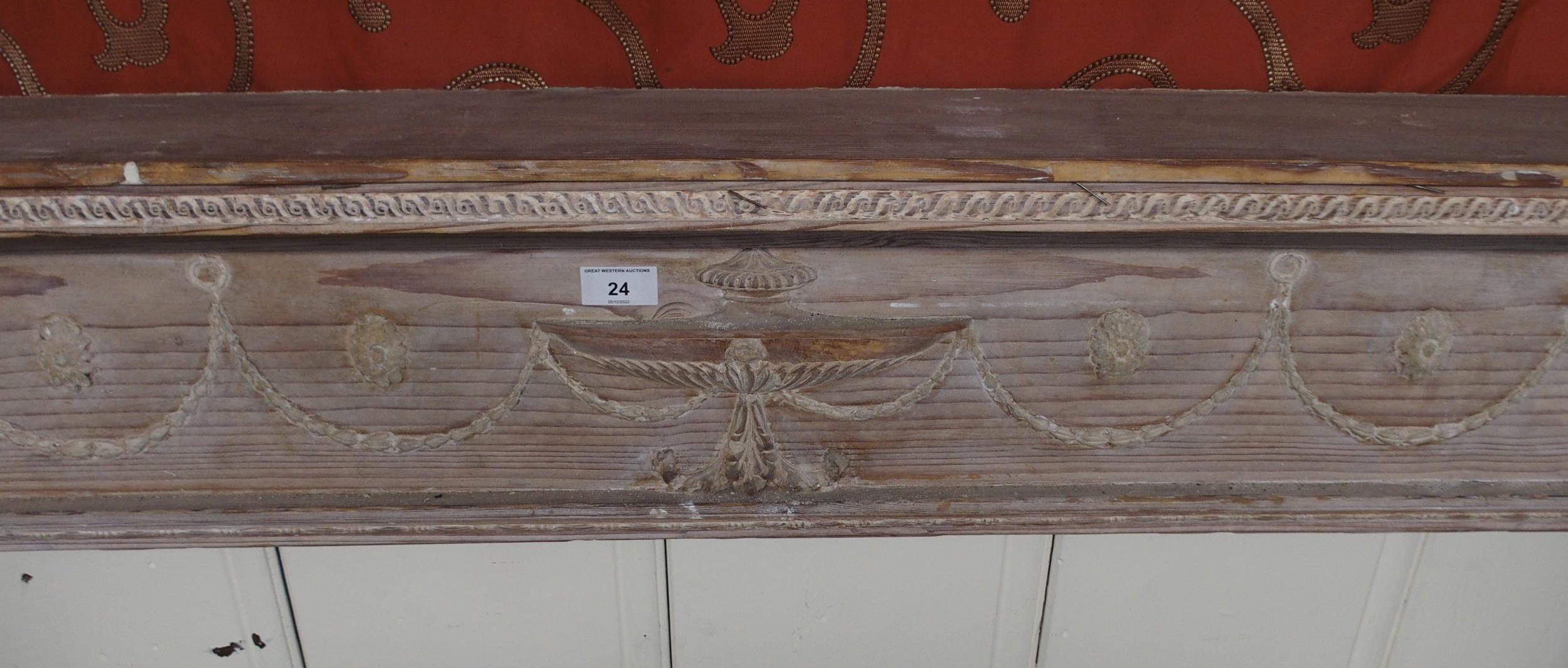 A 19th century carved pitch pine fire surround, 150cm high x 167cm wide x 16cm deep Condition - Image 3 of 4