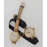 A 9ct Marc Favre ladies vintage watch, together with a further 9ct cased ladies watch, weight