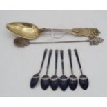 A 19th century Austro-Hungarian silver gilt spoon, with engraved scrolling foliate decoration,