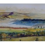 TYRRELL (20TH CENTURY)  ROLLING HILLS AND MOUNTAINS  Watercolour, indistinctly signed lower right,