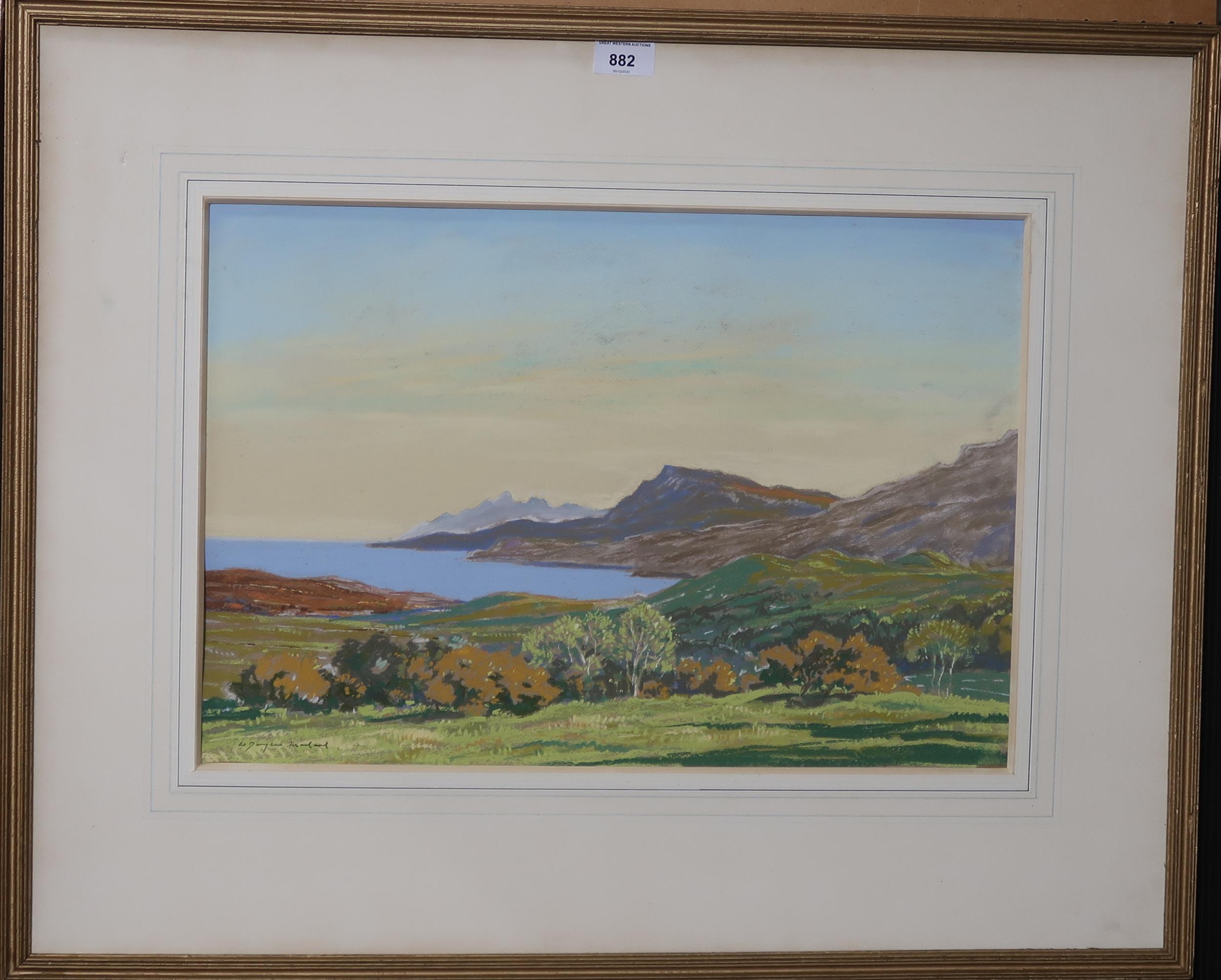 W DOUGLAS MACLEOD Loch Slapin, Distant Rhum, signed, pastel, 36 x 52cm Condition Report:Available - Image 2 of 3