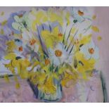 IRENE LESLEY MAIN (SCOTTISH b.1959) STILL LIFE FLOWERS IN VASE Acrylic on paper, signed lower