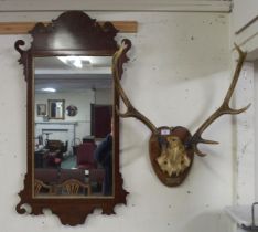 A 20th century walnut and giltwood framed Georgian style wall mirror and a ten point set of