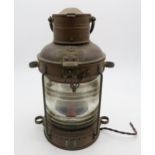 A copper and brass "Anchor" ship's lantern, approx. 34cm high Condition Report:Available upon