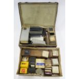 An extensive selection of monochrome and coloured glass photographic slides, including international