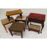 A lot of six assorted 20th century upholstered stools (6) Condition Report:Available upon request
