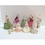 A Wedgwood figure Spring, together with eight other figures by Paragon, Royal Worcester, Coalport