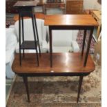 A Victorian mahogany table on square tapering supports, mahogany occasional table and an ebonised