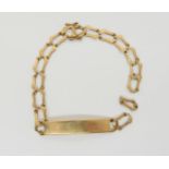 A 9ct gold identity bracelet (af one loose link) weight together 12.3gms Condition Report: