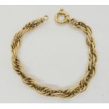 A 9ct gold fancy rope chain bracelet, length 18.5cm, weight 8.1gms Condition Report:Available upon