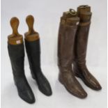 A pair of black leather riding boots by James Allan & Son Ltd., 123 Princes Street, Edinburgh; and a