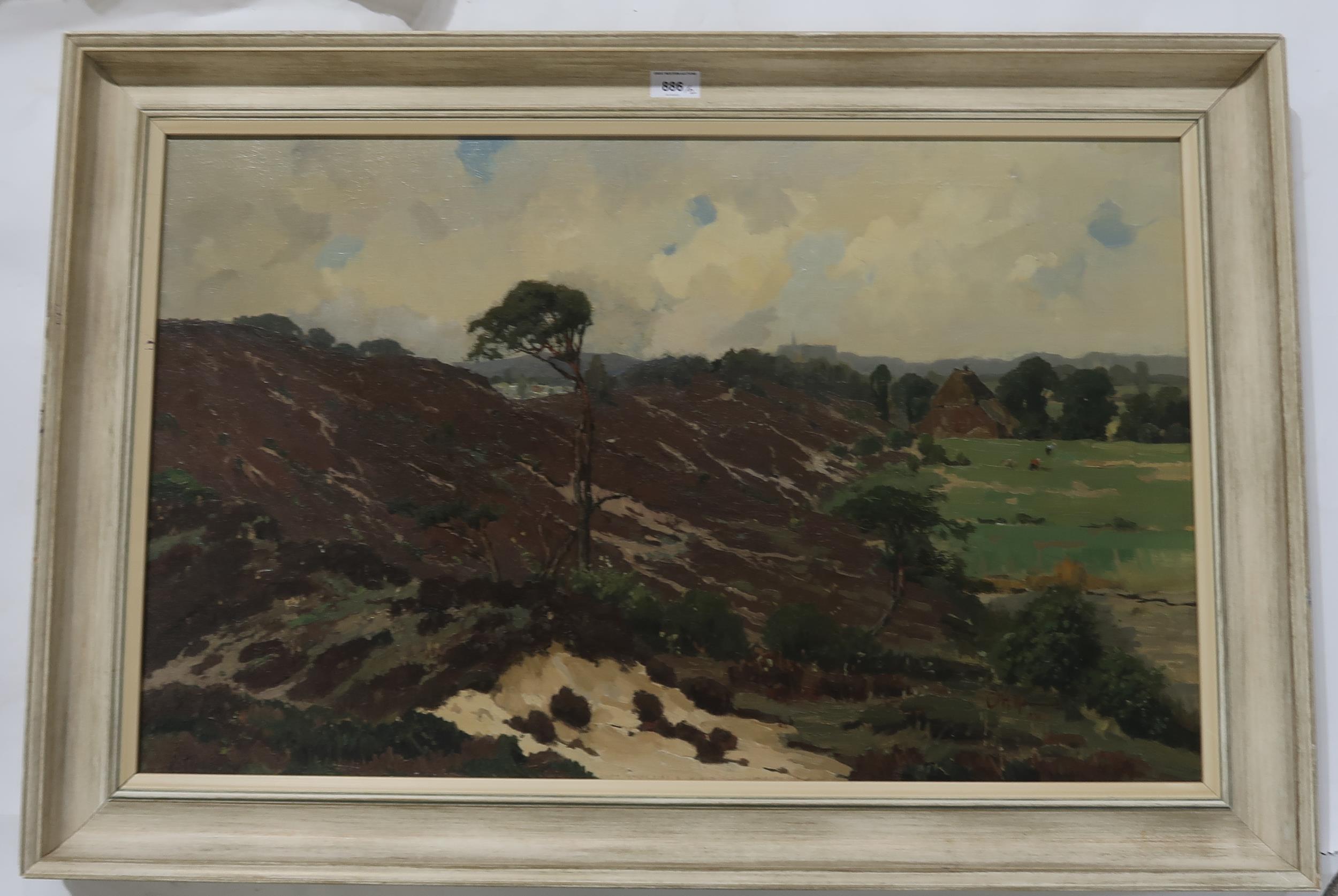 C H HAMMES Heiderug near Nijmegen, signed, oil on canvas, 50 x 80cm and KENNETH HILDREW Down a - Image 4 of 4