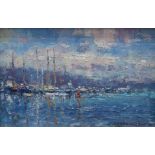 J D HENDERSON (SCOTTISH)  HARBOUR YACHTS  Oil on board, signed lower right, one dated, 13 x 19cm, 12