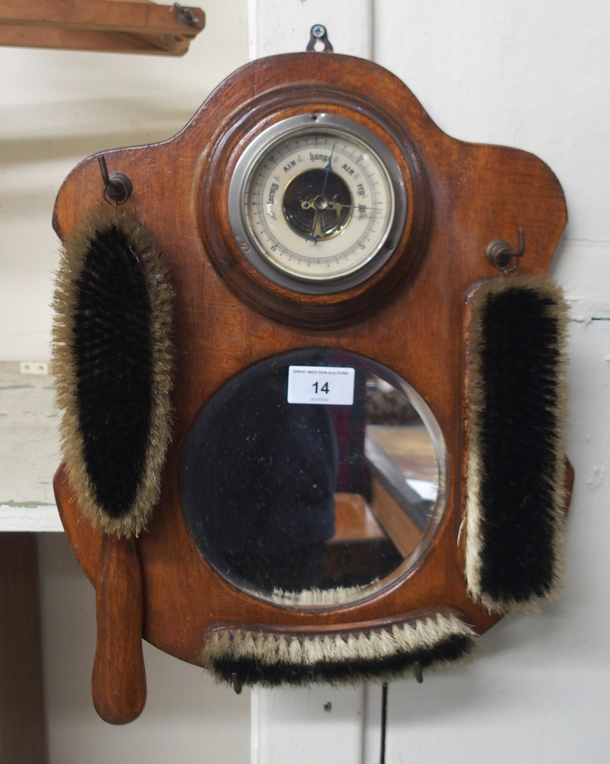 A 20th century pine artists folding easel stool and a Hange barometer hall mirror (2) Condition - Image 2 of 3