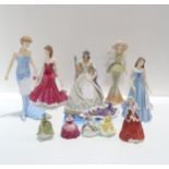 A collection of figures including Royal Doulton Diana, Princess of Wales, Virgo, Christmas Morn,