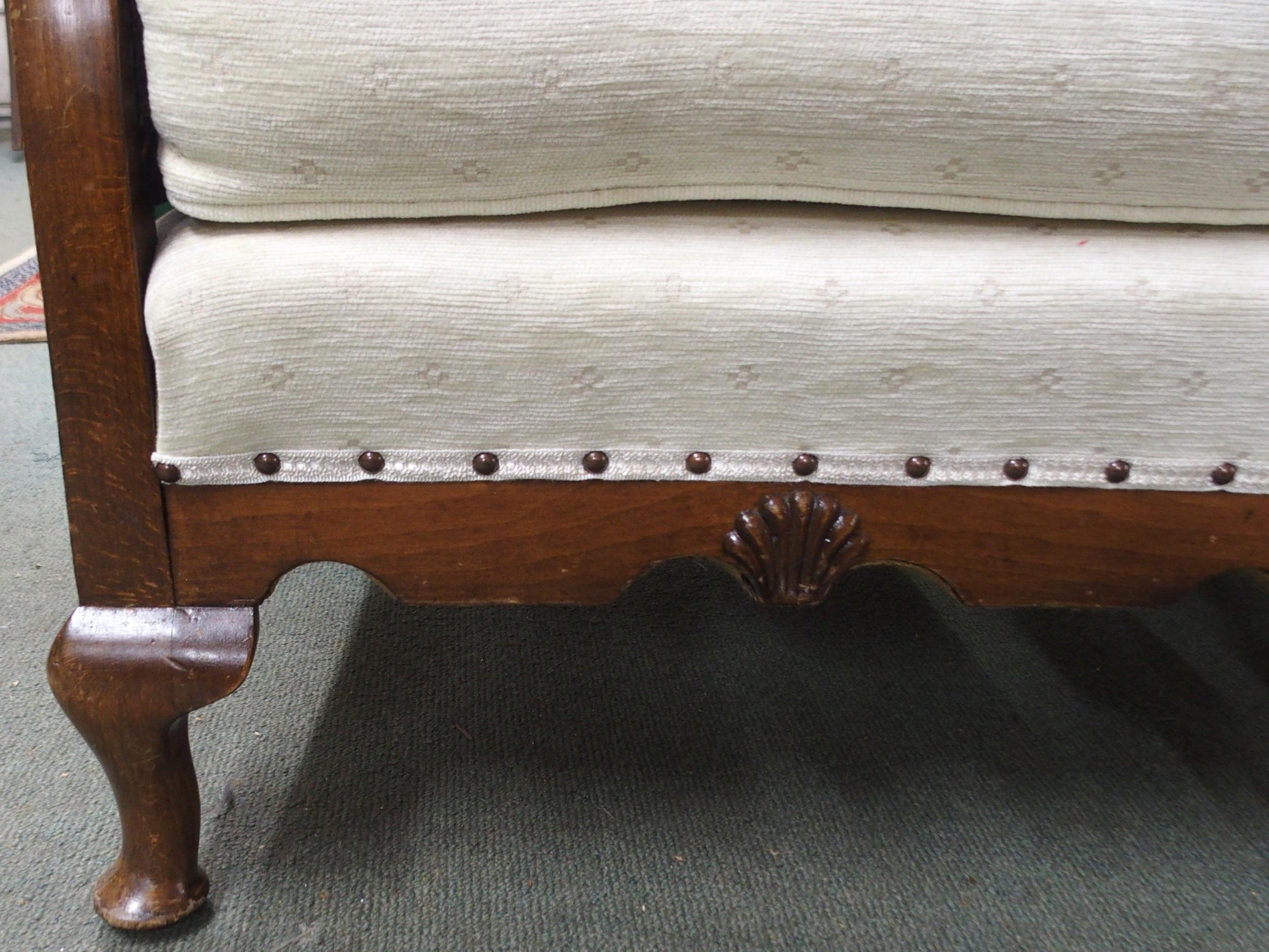 A 20th century mahogany framed bergere three piece suite with two seater sofa and pair of - Image 5 of 5