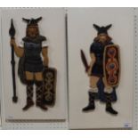 Two Cuchulain Ceramic panels, each depicting a Viking Warrior Condition Report:Not available for