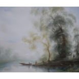 O FONTANA (20TH CENTURY)  RIVER SCENE  Oil on canvas, signed lower left, 49 x 59cm Condition