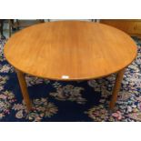 A mid 20th century teak circular coffee table, 55cm high x 120cm diameter Condition Report:Available