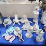 A collection of Nao ballerina figures and ceramic ballet shoes Condition Report:Available upon