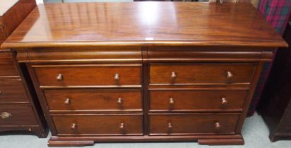 A 20th century mahogany bank of eight drawers, 90cm high x 150cm wide x 55cm deep Condition Report:
