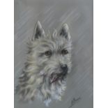 L W FRASER Terrier portrait head, signed, pastel, 32 x 24cm Condition Report:Available upon request