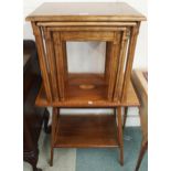 An Edwardian mahogany and satinwood inlaid two tier occasional table and a 20th century walnut
